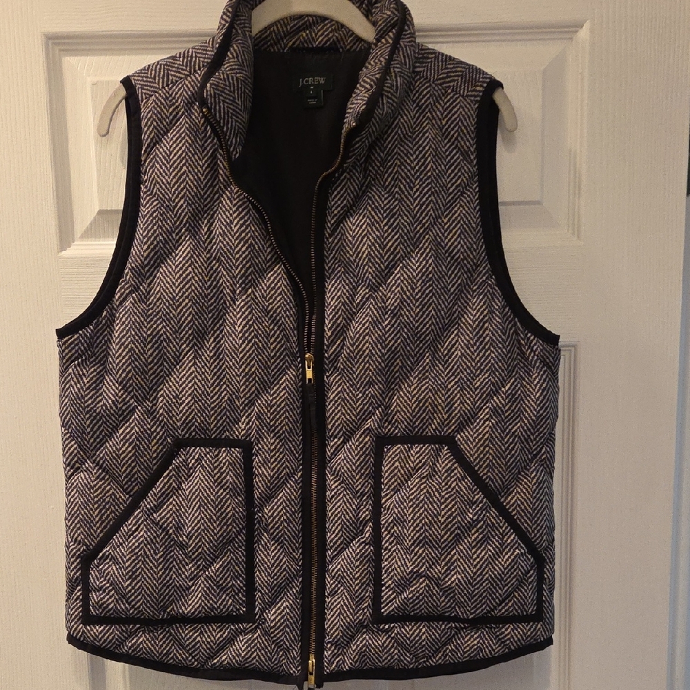 J. Crew Black and White Quilted Vest